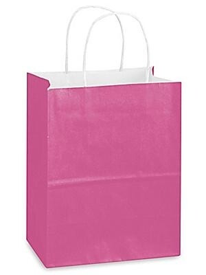 Pink Kraft Paper Gift Bags with Handles (8 x 4 1⁄2 x 10 1⁄4")