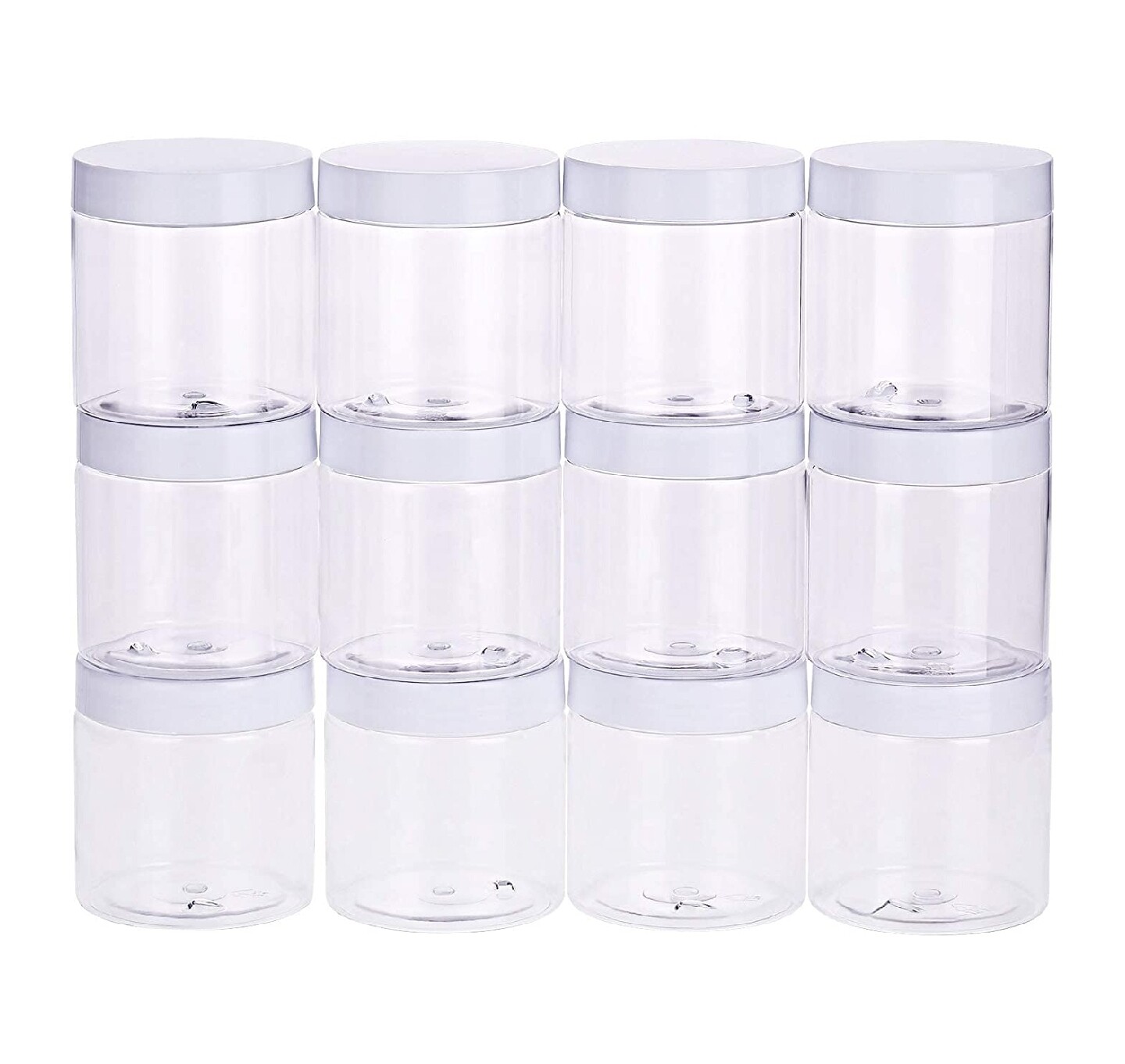 
Clear Round Wide-Mouth Plastic Jars - 8 oz, White Cap (EACH)