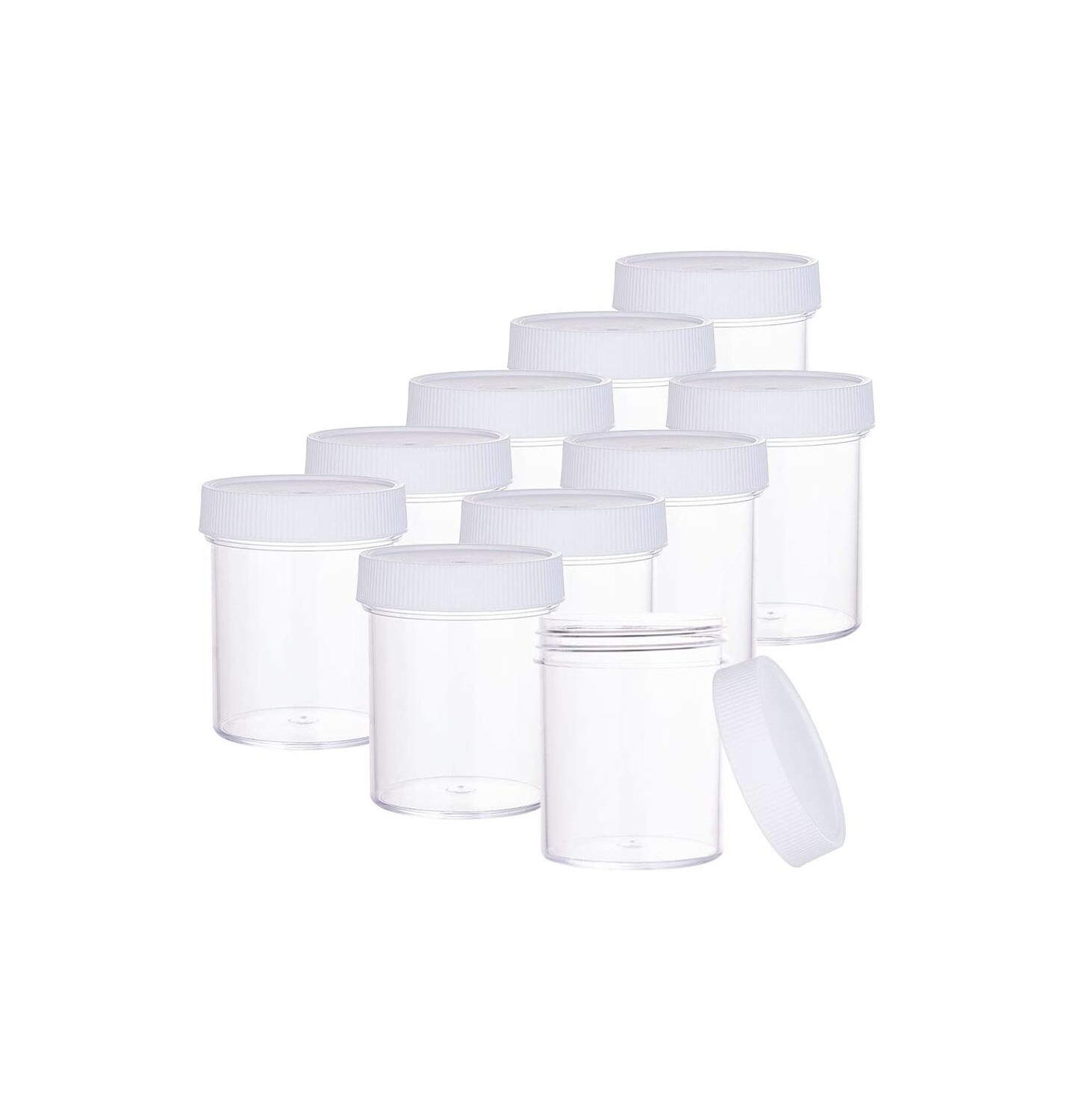 
Clear Round Wide-Mouth Plastic Jars - 4 oz, White Cap (EACH)