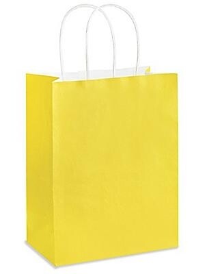 Yellow Kraft Paper Gift Bags with Handles (8 x 4 1⁄2 x 10 1⁄4")