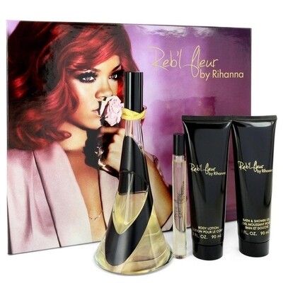 Reb'l Fleur by Rihanna Gift Set for Women, 3.4 fl. oz. EDP Spray + 3 fl.oz. Body Lotion + 3 fl. oz. Shower Gel