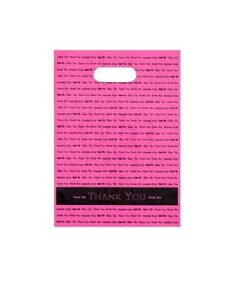 9x12 thank you plastic merchandise bags pink (for light items)