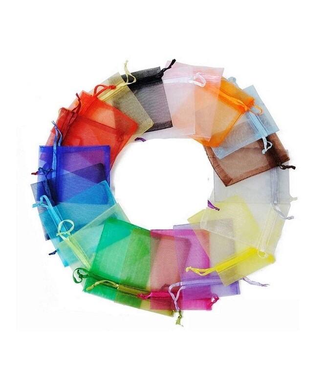 6x9 inch Organza Drawstring Bags mixed colours (per bag)