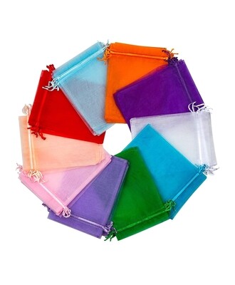 5x7 inch Organza Drawstring Bags mixed colours 
