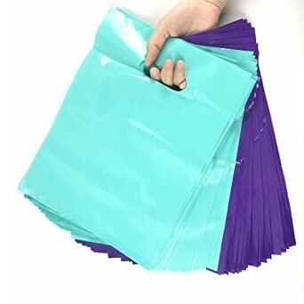 9x12 thank  you plastic merchandise  bags teal