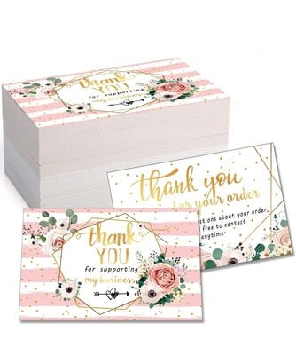 Thank You for Your Order Business Cards Shopping Purchase Thanks Greeting Cards to Customer, Floral Design Appreciation Cards for Small Business Owners Sellers, 3.5 x 2 Inch