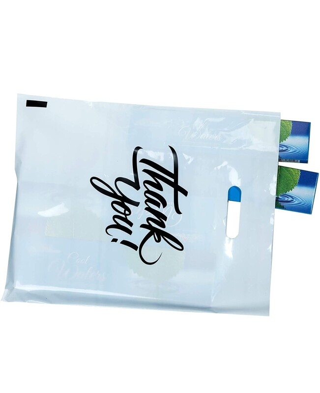 White Thank You Merchandise Bags 16x18, Die Cut Handles, Retail Shopping Bags