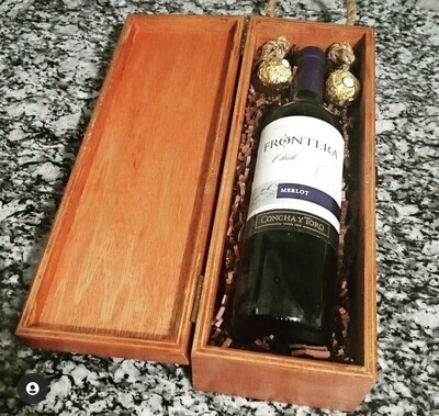 13 1/4 x 5 x5 inch Wine keepsake wooden box wood colour 