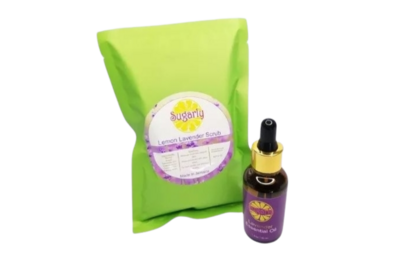 Lemon Lavender Scrub and Essential Oil Combo