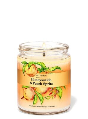 Bath and body works single wick candle- HONEYSUCKLE & PEACH SPRITZ