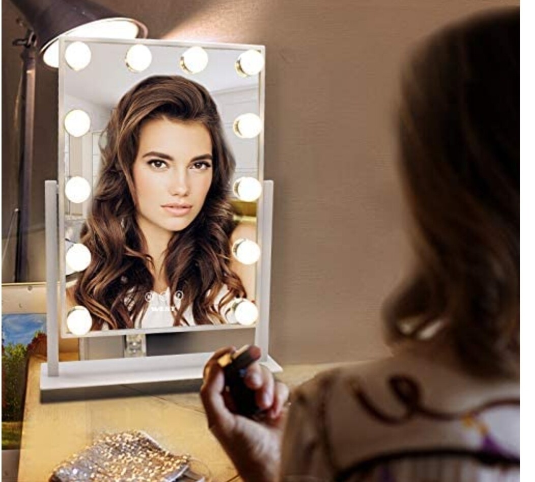 Hollywood Makeup Mirror with Lights,Large Touch Control Screen & 360 Degree Rotation(White)