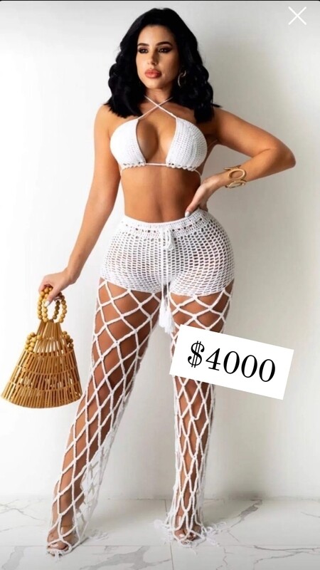 White 2 piece mesh suit