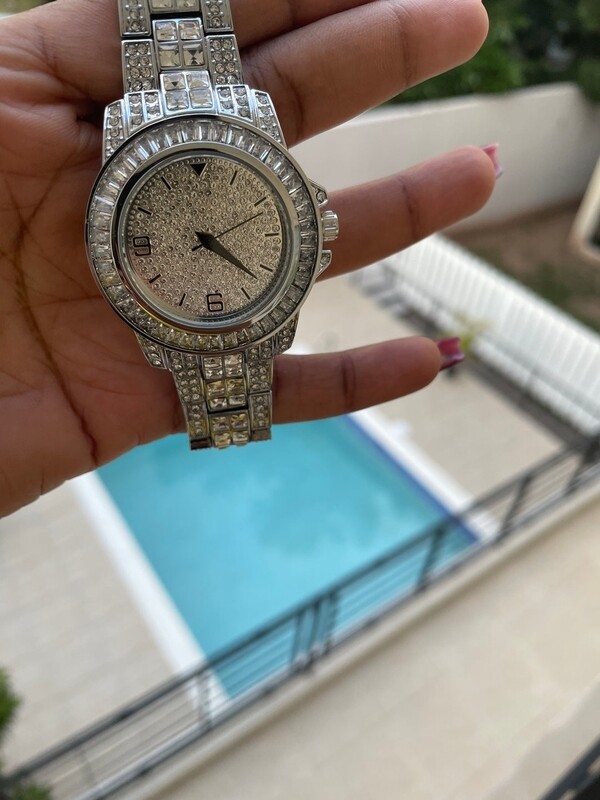 silver bling watch