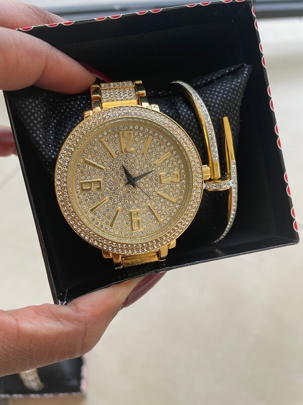 Gold bling watch only