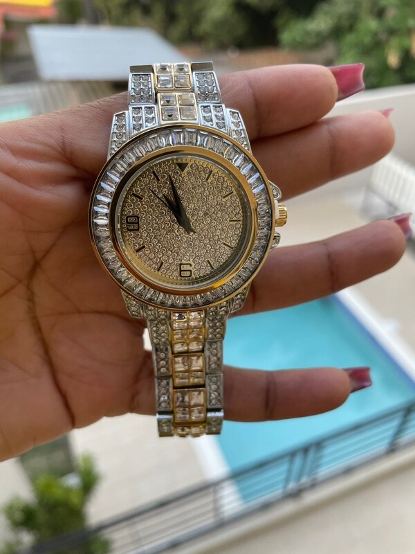 2 tone bling watch