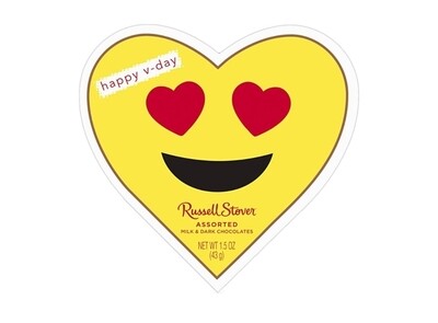 Russell Stover Valentine's Day Conversation Heart Assorted Milk & Dark Chocolate Gift Box, 1.5 oz. (3 Piece)
