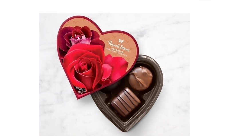 Russell Stover Valentine's Day Photo Heart Chocolate Gift Box, 1.5 oz. (3 Pieces)