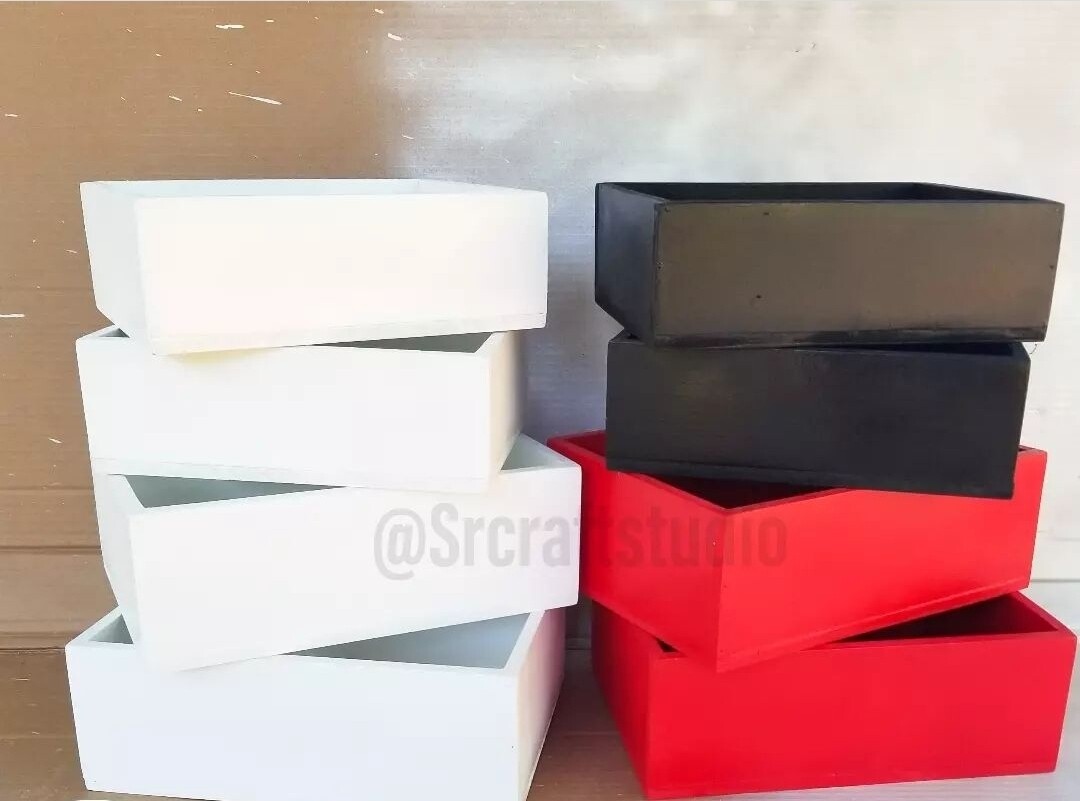 10x8x3 wooden box white