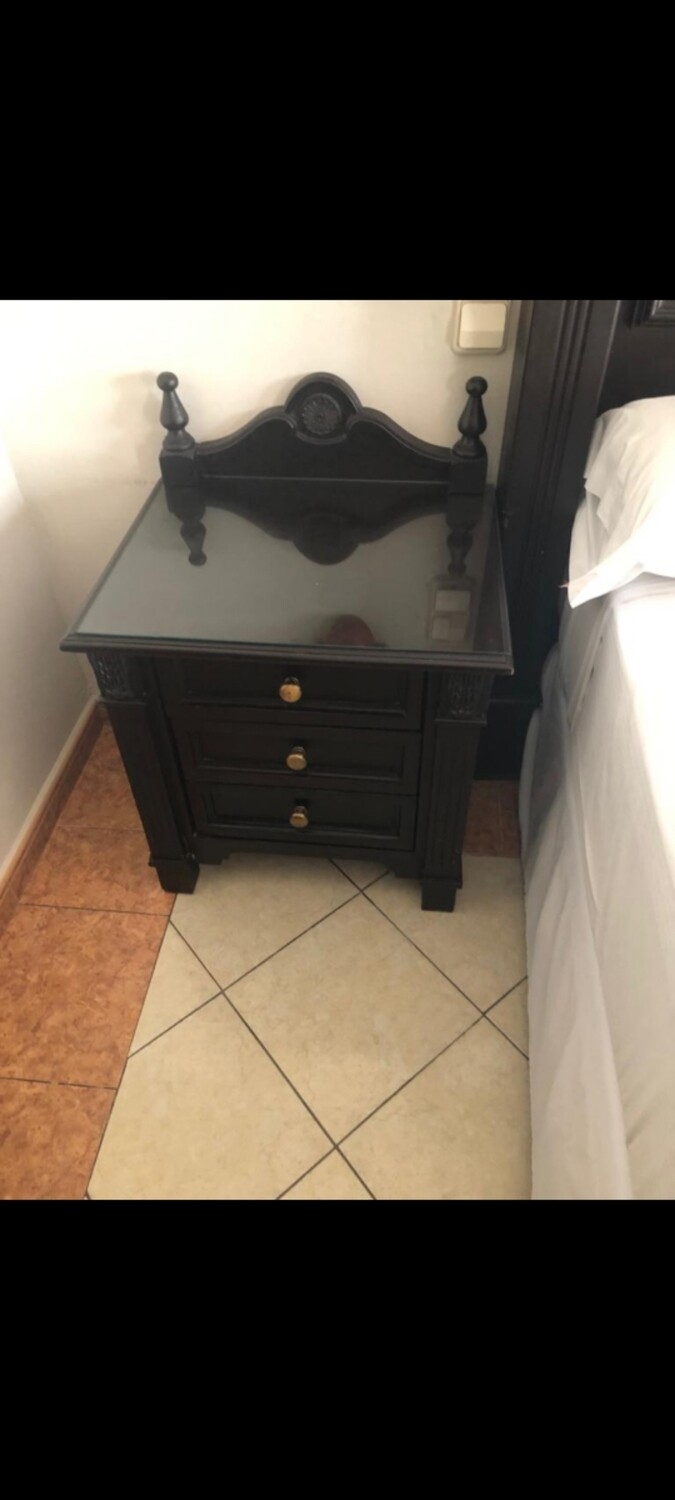 bedside Table with glass