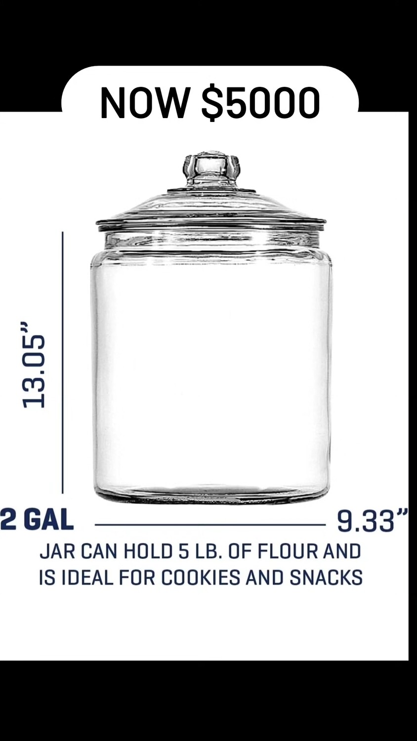 Glass 2 gallon jar
