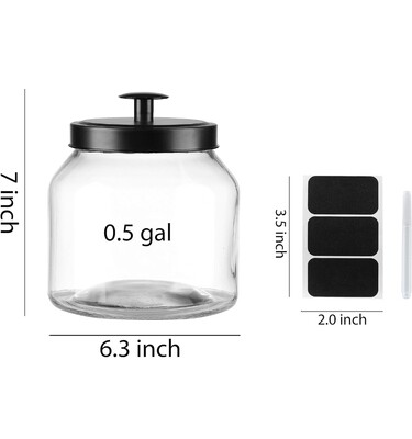 Food Container with Airtight Black Metal Lid 0.5 gal