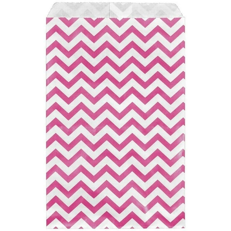 6&quot; X 9&quot; Flat Pink Chevron Paper 
 Patterned Kraft Bags