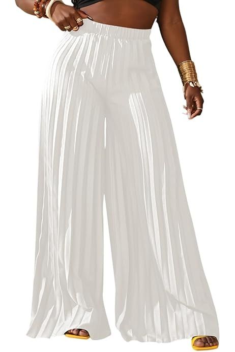 Pleated Large-Footed Extra-Long Wide-Leg Pants white medium