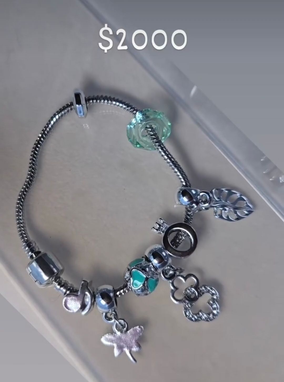 Charm bracelet purple and teal 