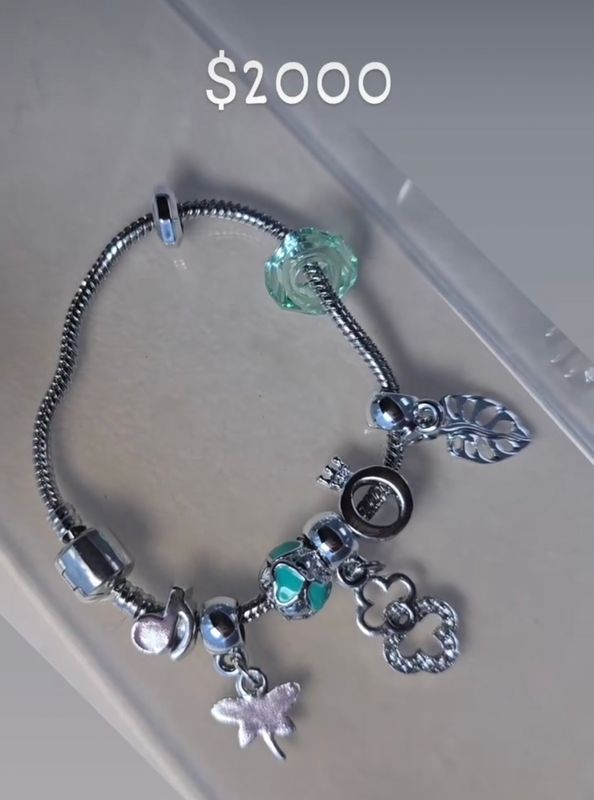 Charm bracelet purple and teal 