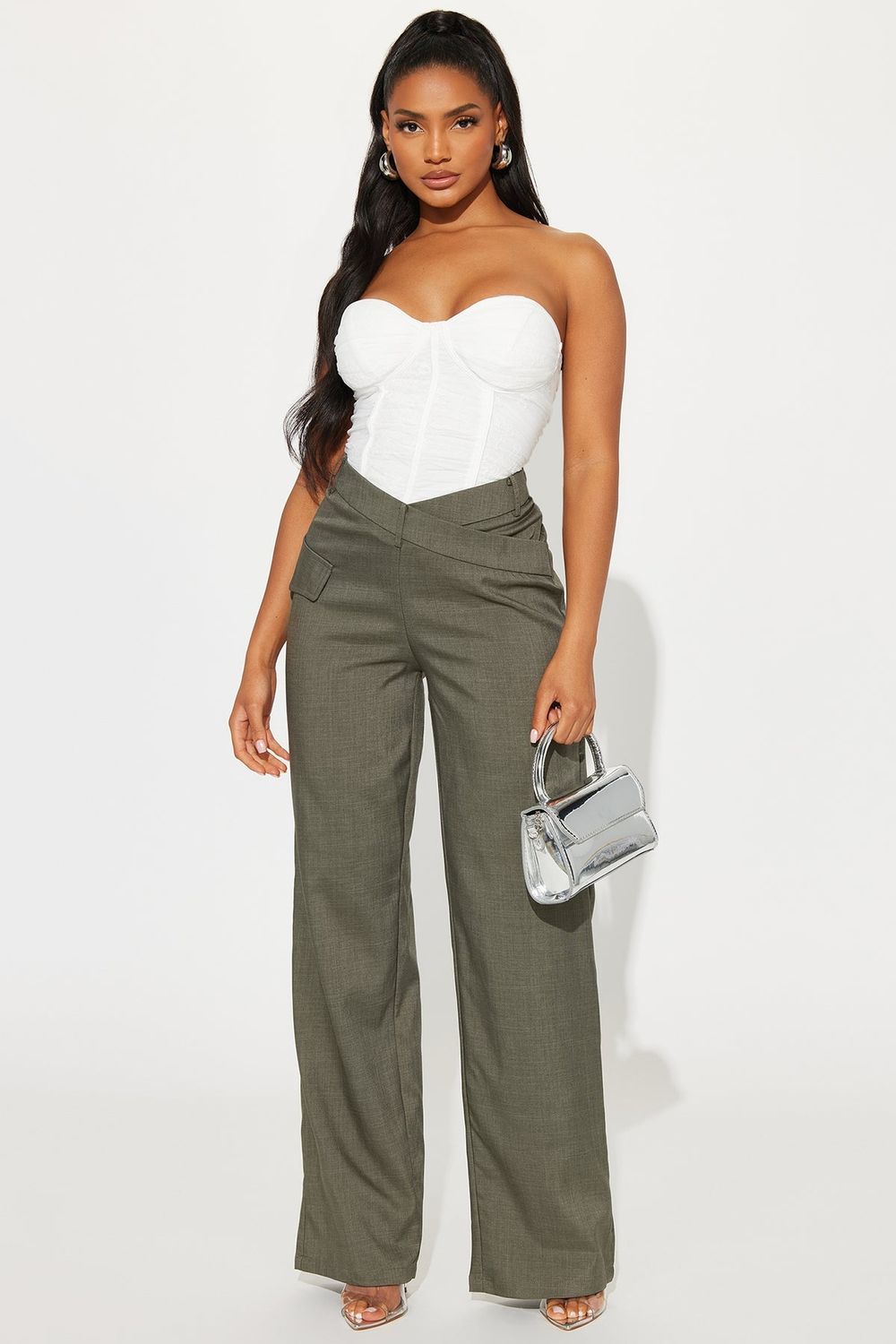 Talking Flirty Jumpsuit -  Olive/combo  Size: Medium