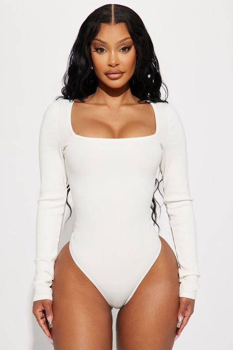 Arianna Snatched Bodysuit  Off White MEDIUM