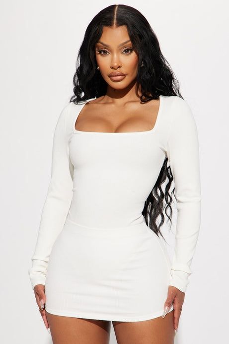 Arianna Snatched Bodysuit  Off White MEDIUM