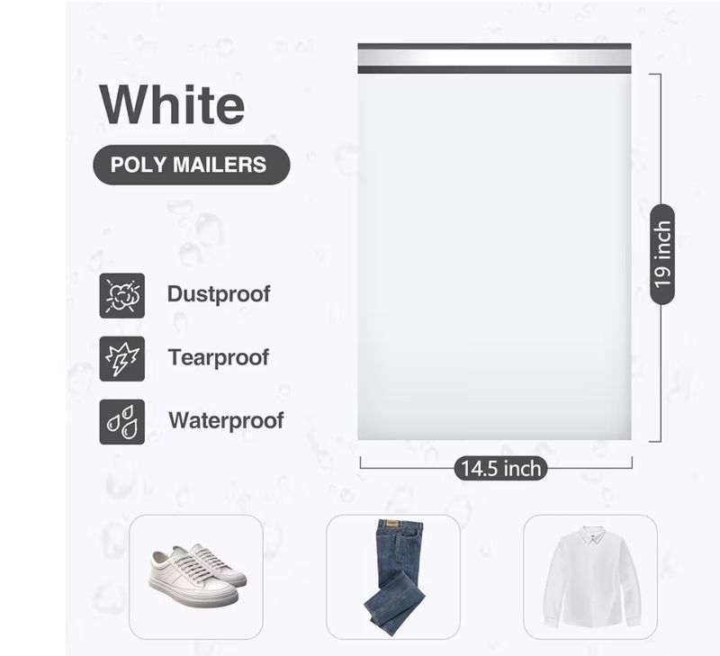 14.5x19 Inch white Poly Mailers 