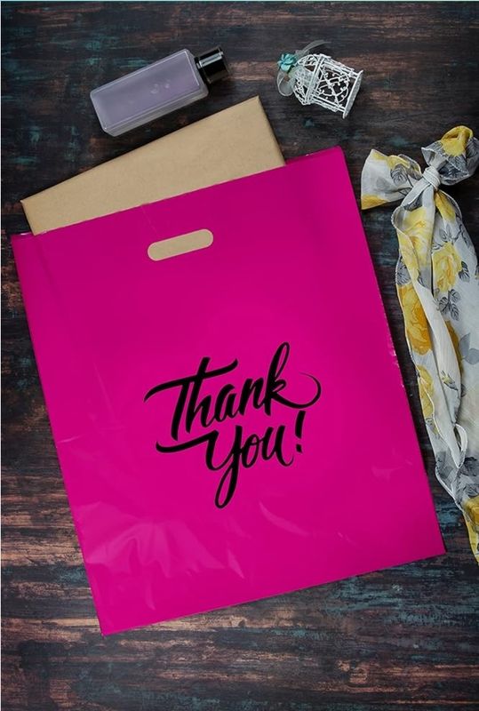 9x12 thank  you plastic merchandise  bags pink