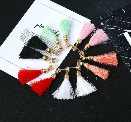 Aros Diamante con Flecos
