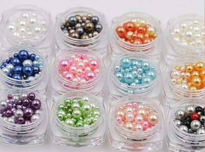 Perlas de colores decorativas para uñas x 12