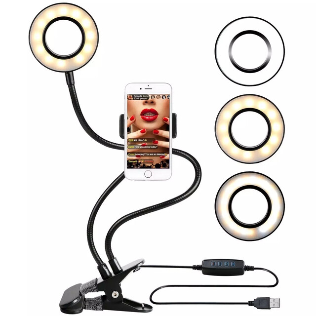 KIT DE ARO SELFIE TIPO PINZA C/N LUZ TMHD9418