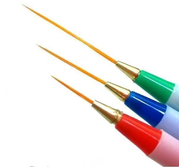 Set X3 Pinceles Liner Punta Fina Decoracion Uñas