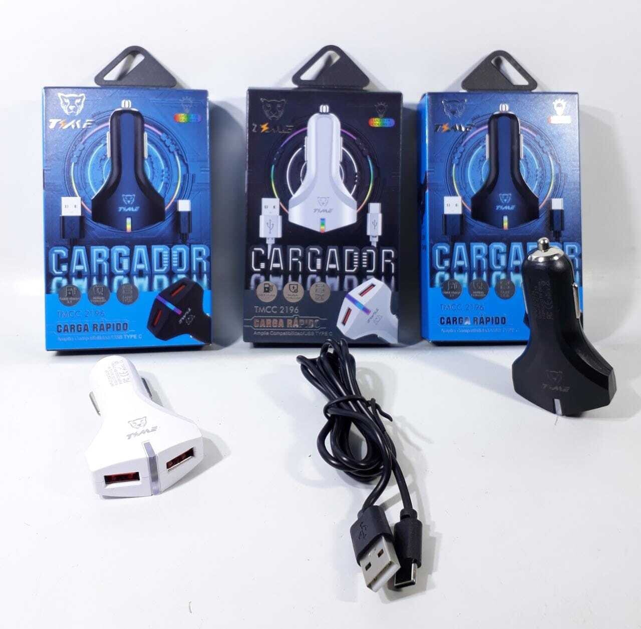 CARGADOR TIME DE AUTO TIPO C USB DUAL 3.1A