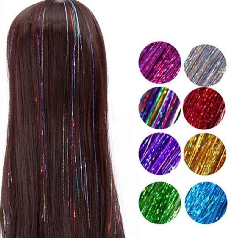 EXTENSION OROPEL ARCOIRIS  BRILLANTE DE SEDA PARA CABELLO