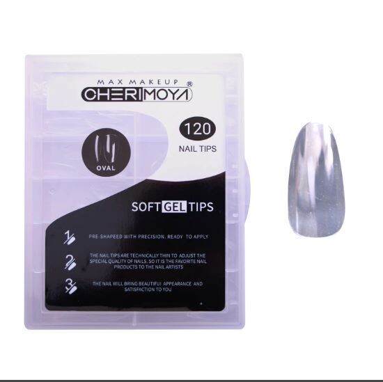 Tips para soft gel Oval Cristal 120pcs