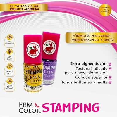 ESMALTE PARA STAMPING 6 ML FEMCOLOR NUEVA FORMULA - CRUELTY FREE-APTO VEGANO 6ML LFME