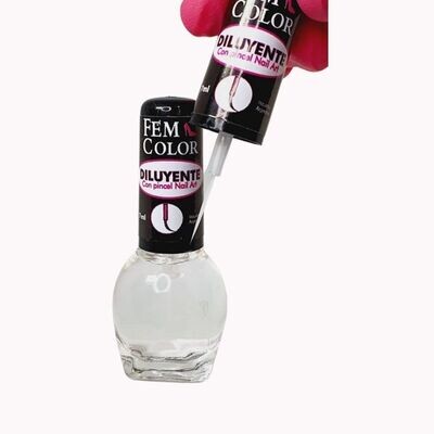 DILUYENTE NAIL ART 10 ML FEMCOLOR PINCEL NAIL ART CON DELIUYENTE PARA CORRECCIONES Y TRABAJOS PRECISOS. CRUELTY FREE-VEGANO LFME