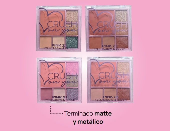 PALETA RUBOR + SOMBRA + GLITTER CRUSH ON YOU BLUSH + EYESHADOW - PINK21
