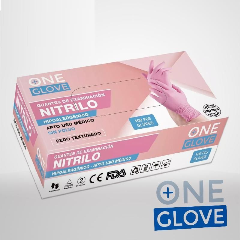 GUANTES NITRILO ONE GLOVE ROSA- TALLES  S-M-L