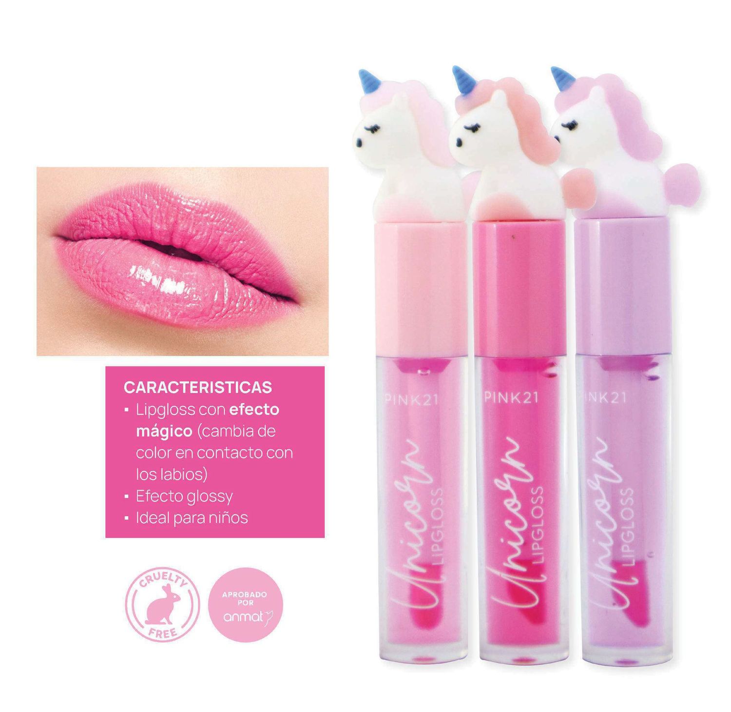 BRILLO LABIAL LIPGLOSS &quot;UNICORN&quot; PINK21