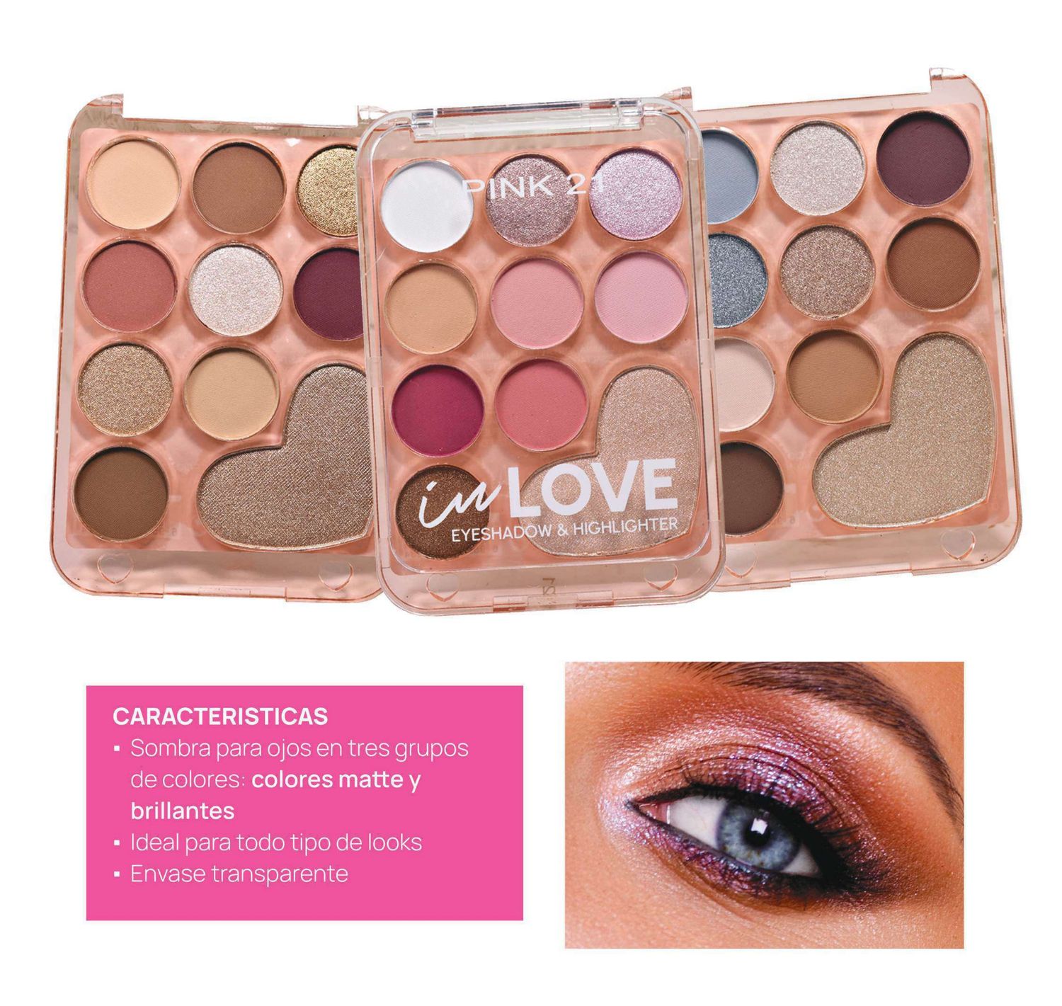 SOMBRA DE OJOS + GLITTER &quot;IN LOVE&quot; - PINK21