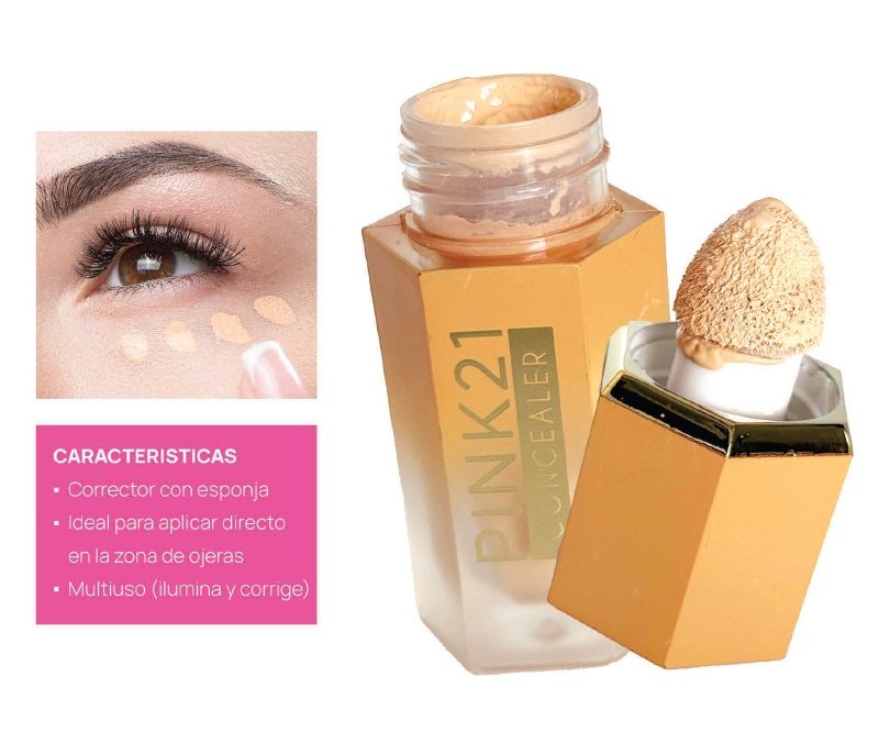 CORRECTOR CON ESPONJA APLICADORA CONCEALER - PINK21
