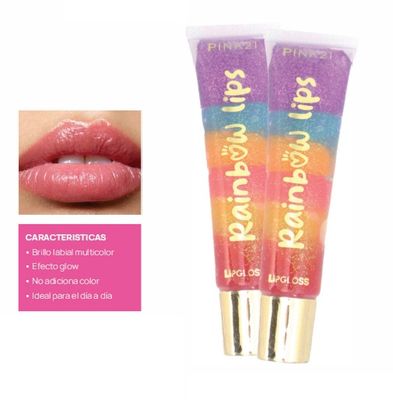 BRILLO LABIAL CON GLITTER RAINBOW LIPS - PINK21