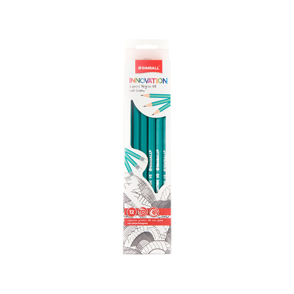 CAJA x 12 LAPICES GRAFITO HB SIMBALL INNOVATION C/GOMA